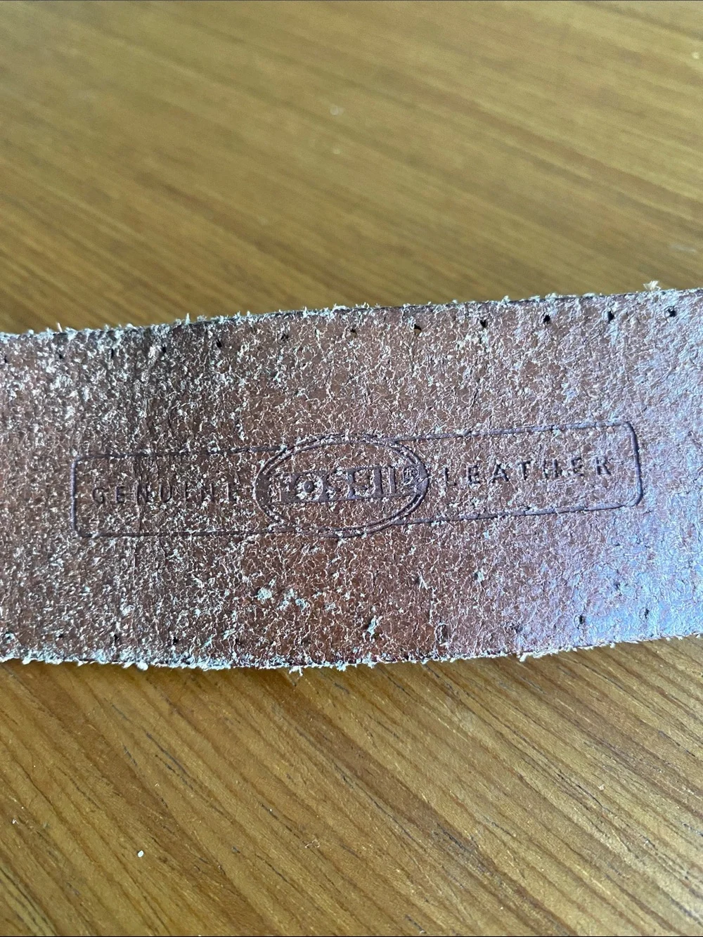 Vintage Fossil Brown Leather Belt Distressed Brass Buckle XL